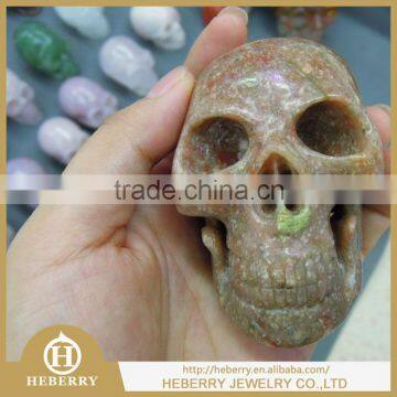 natural unakite human skull carving/skeleton all by handmade crystal skull mug