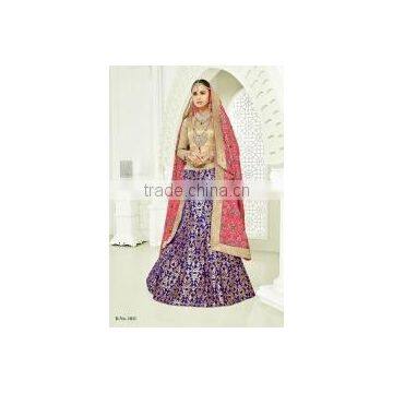 Benignant Blue Brocade Lehenga Choli/indian lehenga online shopping