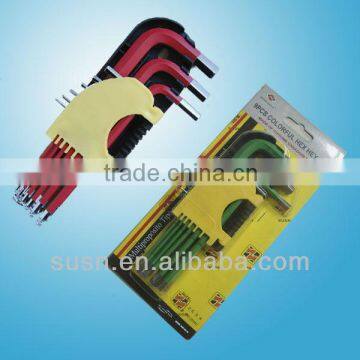 Hot Sale 9 PCS Long Type Color Ball Head Allen key Set