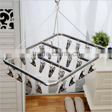 26 Clips Stainless Steel Aluminum Clothes Drying Rack Hanger Socks Shorts Underwear Drying Hanger Multifunctional drying shelf