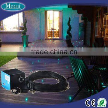 Fiber optic deck lighting fiber optic patio light with 5W LED light engine and black PVC sheathed sheathed fiber cables