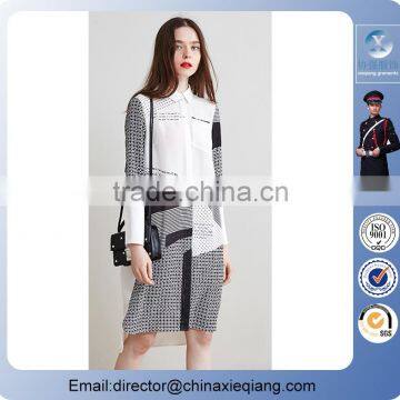 2016 Fashion Ladies Splices Dress Shirt Dress for Women