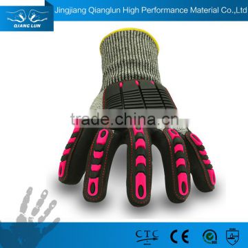 Custom TPR knuckle protection shock absorbing oilfield gloves