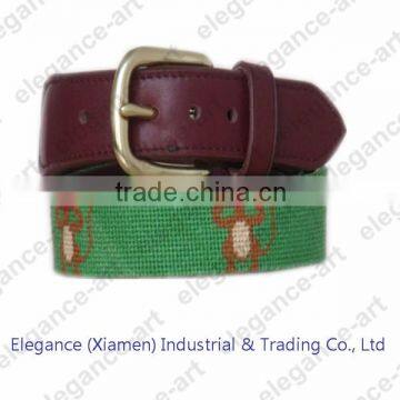 Cute Monkey Needlepoint Belts in Green Color for Kids