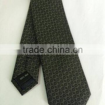 Men's black\white 100% silk tie with micro design