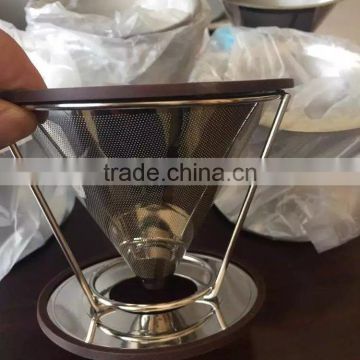 clever pour over cone coffee dripper stainless steel brewer stand paperless