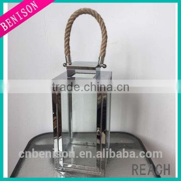 Garden Stainless Steel Lantern Rope Handle Metal Lantern