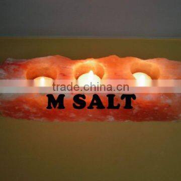 3 Hole Handmade Natural Himalayan Crystal Salt Candle Holders