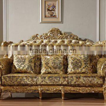 New Classic Living Room Furniture Wooden Hand Carved Fabric Sofa Set photo-4