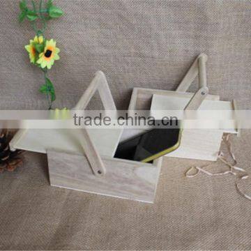 Rectangular natural small wooden storage baskets with sliding lids