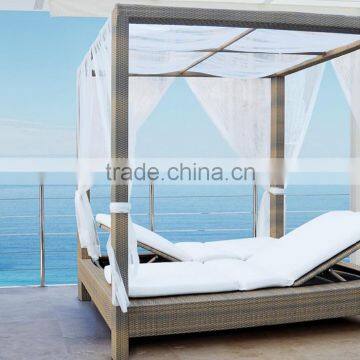 2017 Trade Assurance Leisure Ways Alum Frame pe Rattan Double Modern Sofa Cum Cafe Lounge Daybed photo-3