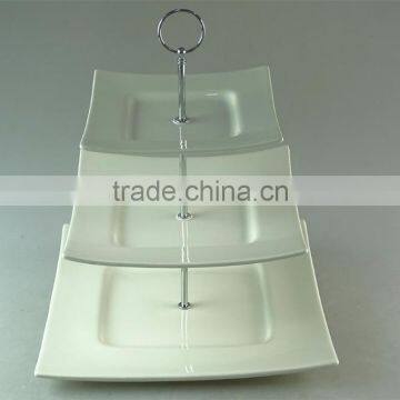 3-tier Ceramic Rectangular Stand Holder Snack Plate for Party in Stocklots photo-2