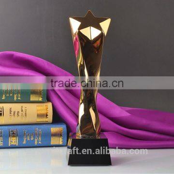 High quality golden star trophy award with crystal base