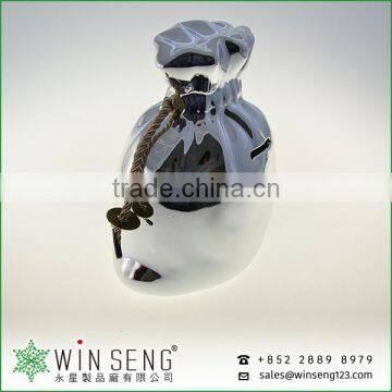 Cheap Silver Bag Shaped Ceramic Smooth Gift Piggy Bank for Decoration photo-3