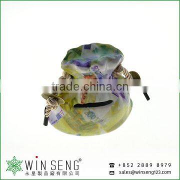 Small Mini Customize Ceramic Money Bag Shape Coin Bank photo-3