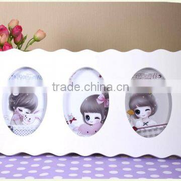 3 Round White Gift Combination Wooden Photo Picture Frame photo-3