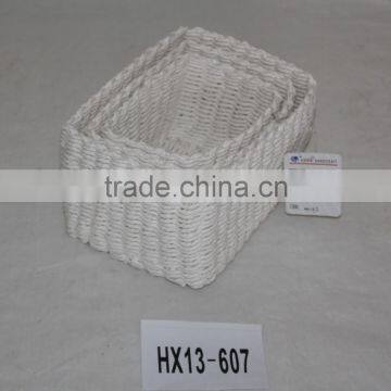 White Paper String Woven Rectangle Sundries Storage Basket HX13-607 photo-2