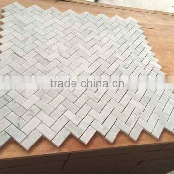 Carrara White Marble Herringbone Mosaic Tile Bianco Carrara Herringbone Tile photo-2