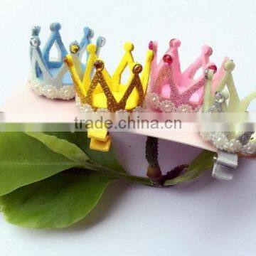 New premium 3D assorted Princess Cinderella inspired new design polyester barrette felt hair clip with sequin rhinestone