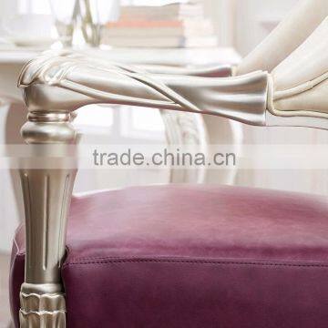 New Arrival Luxury Elegant European Style Queen's Armchair Made of White and Purple Leather BF12-04054a photo-4