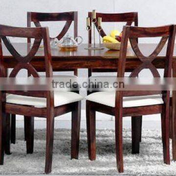 Six sitter wooden dining table set with cushion chair