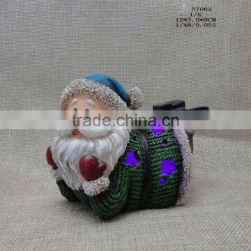 Resin Santa Claus Figurine With Led Light for Christmas Deocration photo-3