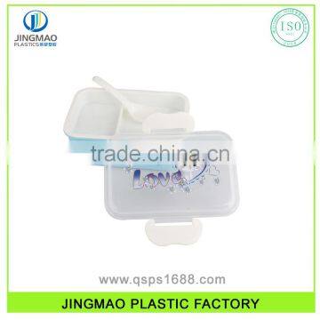 Customized LOGO Retangular Double Layer Plastic Lunch Box With Spoon photo-2