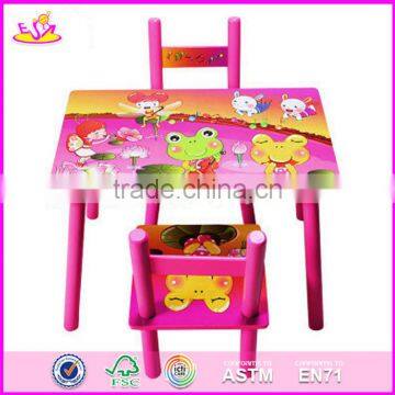 2017 New Design Home / School / Pink Wooden Girls Table and Chairs W08G197 photo-5