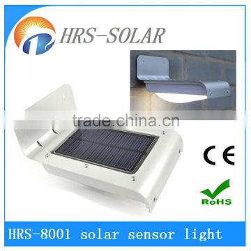 garden outdoor rechargeable aluminum material 16 LED PIR solar motion sensor hallway light