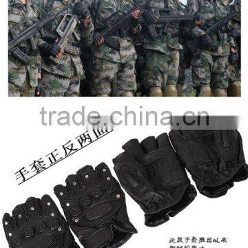 Tactical Leather gloves half finger black