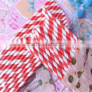 Pink striped and biodegradable paper straws