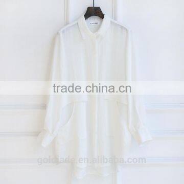 Stand Collar Long Sleeve Tops Latest Fashion Blouse Design for Women photo-2