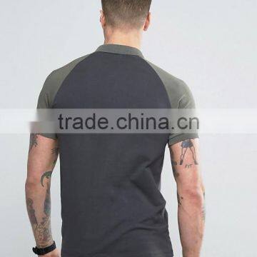 Guangzhou Raglan Short Sleeve Button Placket Dark Grey Men's Cotton Spandex 200gsm Casual Anti Shrink Slim Fit Polo Neck T-Shirt photo-2