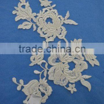 Retro Corded Applique Lace Flower Embroidery Lace Bridal Wedding Lace Trim on Organza Craft Sewing Supplies Lots in stock