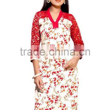 Flower Design Jute Silk Styles Kurtis/western Kurti Designs/latest Long Kurti Designs/lady Kurti/08 photo-4