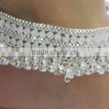 BROAD Anklets Silver Tone BELLS Payal photo-4
