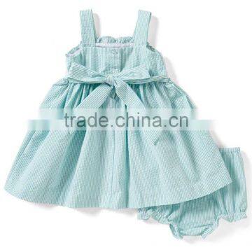 2017 Wholesale Boutique Baby Mint Green Clothing Organic 100% Cotton Baby Romper Two Pieces Toddler Clothing photo-2