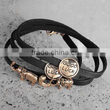 custom inspired words charms wraps genuine leather bracelets diy animal charms leather bracelets for birthday gifts 2017