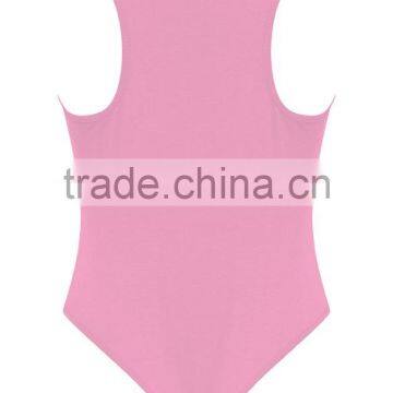Light Pink Women Basic Bodysuit With Racer Back Bodybuilding Elastic Plain Jumpsuit photo-3
