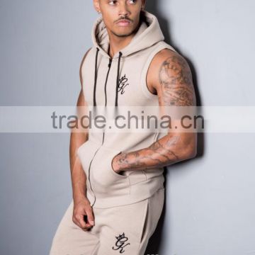 Fitted Gym Sleeveless Zipper Hoodie with Fleece Lining Tapered Men Joggers Tracksuit Bottoms OEM Wholesale Sweat shorts