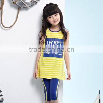 2016 wholesale leisure boutique customized stripe children clothing sets for summer