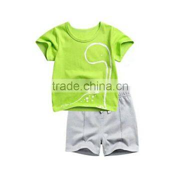 dinosaur printed knitted fabric summer children shorts clothing set