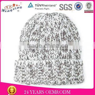 Mix color yarn wholesale slough grey knitted beanie hat