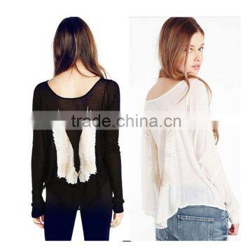 New Design Plus Size Round Neck Black and White Loose Bat Sleeve Casual Clothes Wing Printing t Shirt Blank T-shirt photo-6