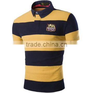 2016 Custom Factory Wholesale Striped Tee Shirt Men Short Sleeve Polo Turn-down Collar Man Shirt photo-4