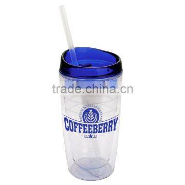 15 oz Double Wall Insulated Acrylic Tumbler - BPA-free, has a crack resistant polypropylene straw and comes with your logo