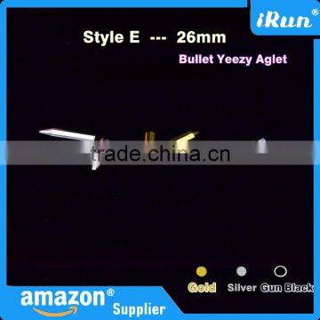 (MOQ:100pcs) Shoelace 26mm Bullet Metal Ends Aglet Tip Replacement for Shoe Lace - Gun Black/Gold/Silver Color Bullet Metal Tips photo-4