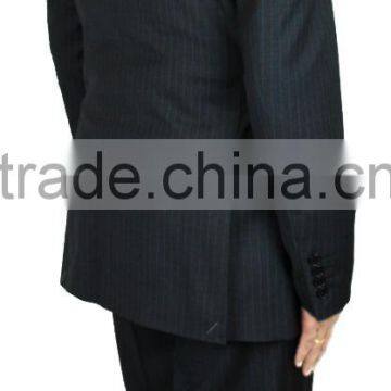 NAAMS MEN'S WOOL 2 BUTTON 2 VENT SLIM FIT SUIT JACKET FLAT FRONT PANT GREY STRIPE photo-2