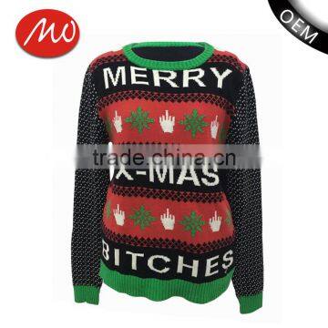 Unisex funny knitted jacquard novelty pullover christmas sweater for wholesale