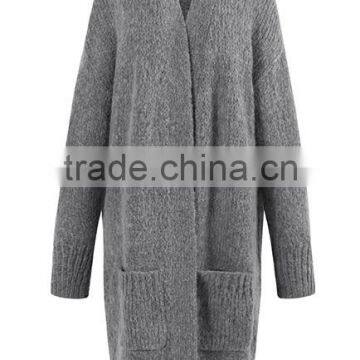 2017 High Quality Winter Acrylic Chenille Heavy Side Pockets Cardigan Sweaters for Women photo-5